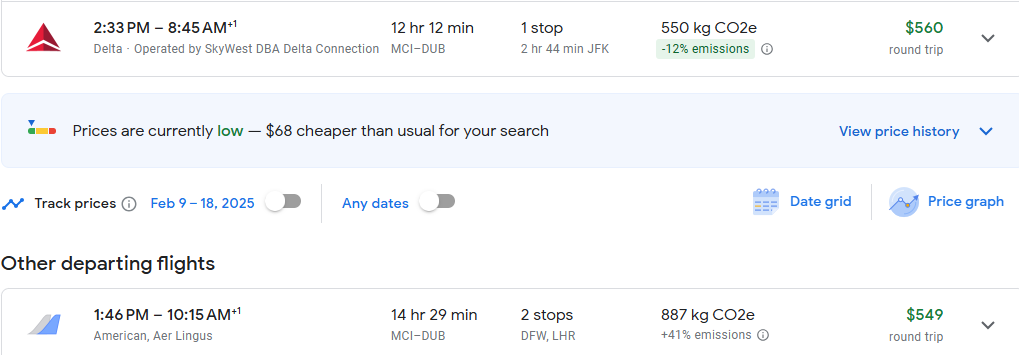 Google Flights flight tracker